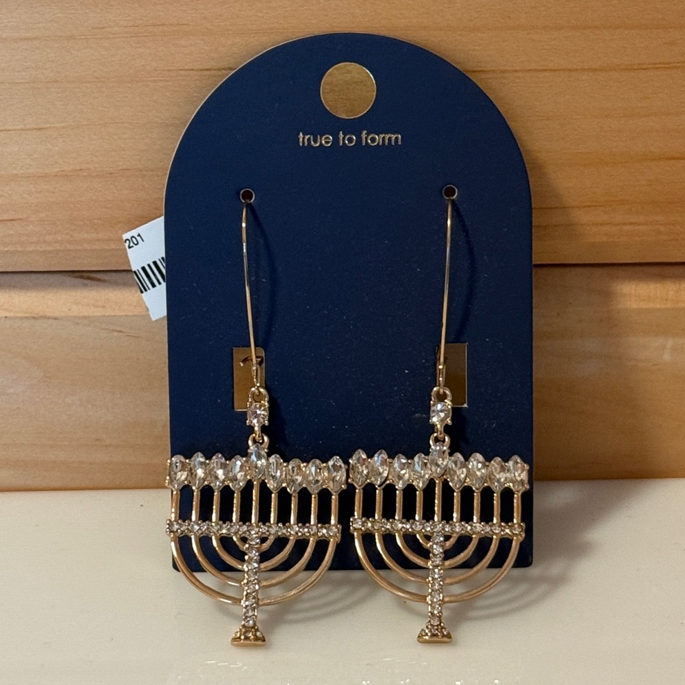 Tahari Menorah Hanukkah Earrings New